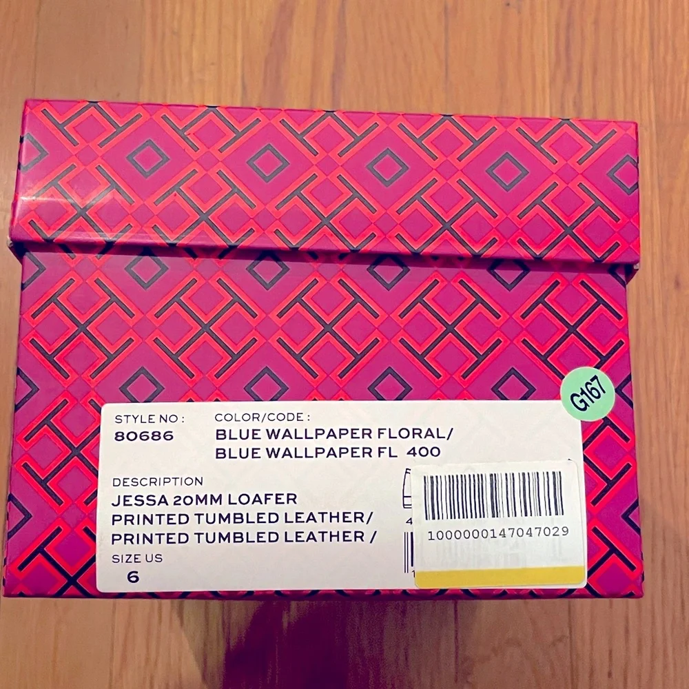 TORY BURCH Blue Wallpaper Floral Leather Loafers - Women’s Size 6 - New In Box - Picture 7 of 8